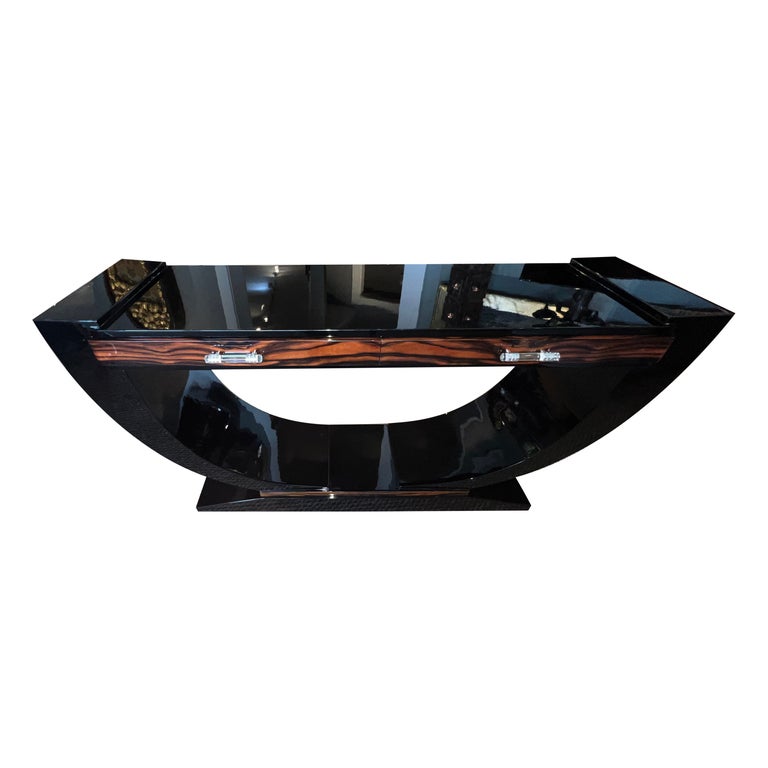 Art Deco French Console in Macassar and Ebony Wood