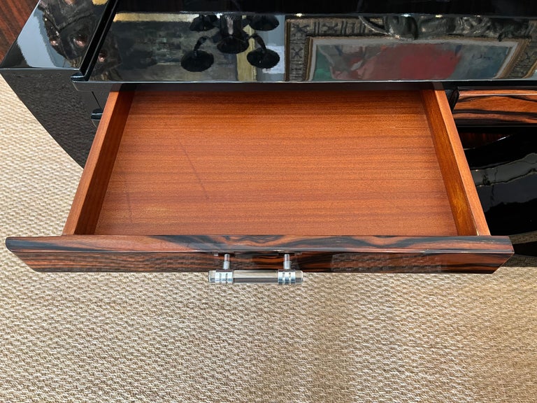 Art Deco French Console in Macassar and Ebony Wood