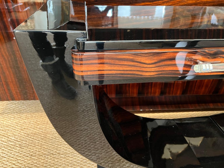 Art Deco French Console in Macassar and Ebony Wood