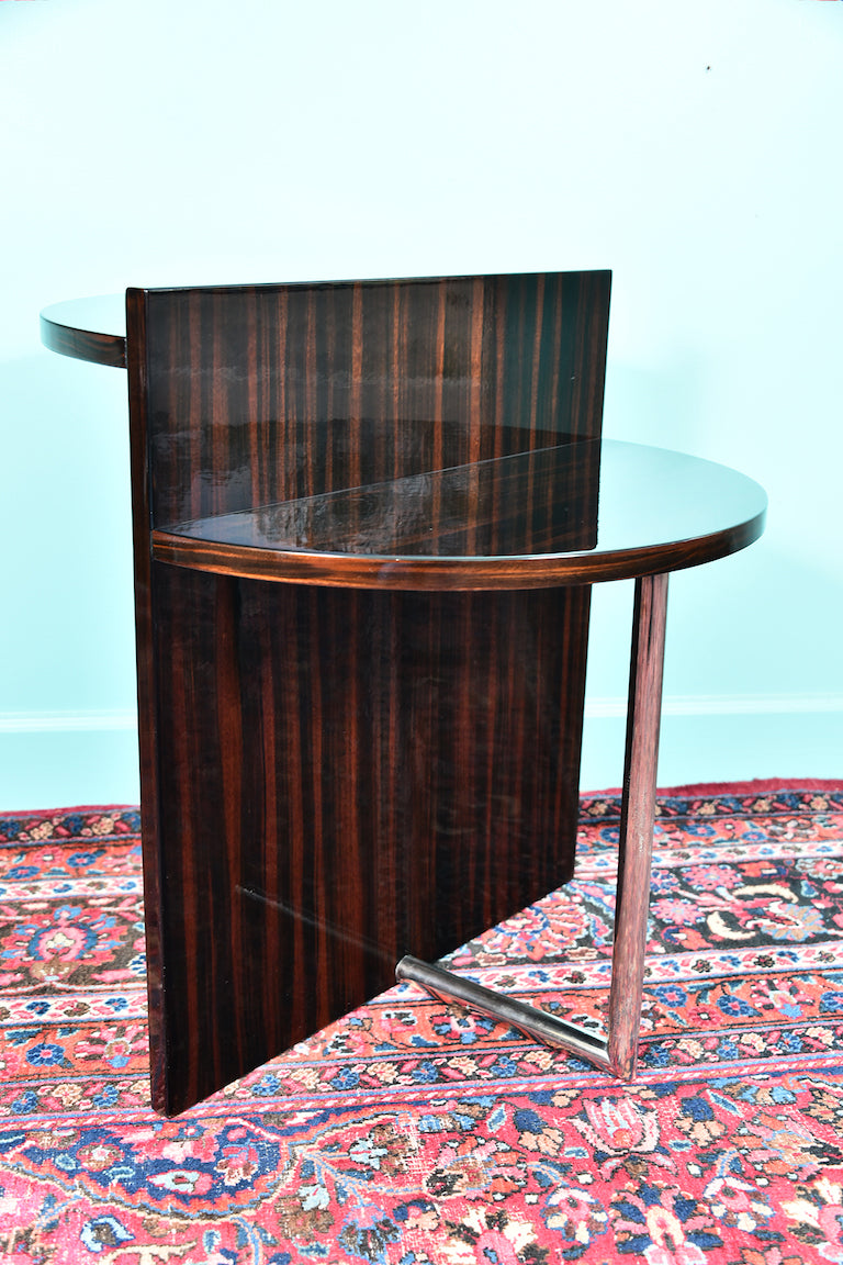 Art Deco French Side Table in Walnut with Chrome